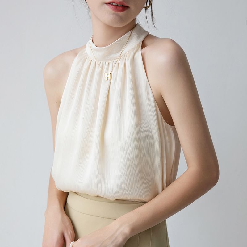 EFO - Haltertop met mock neck en effen kleur