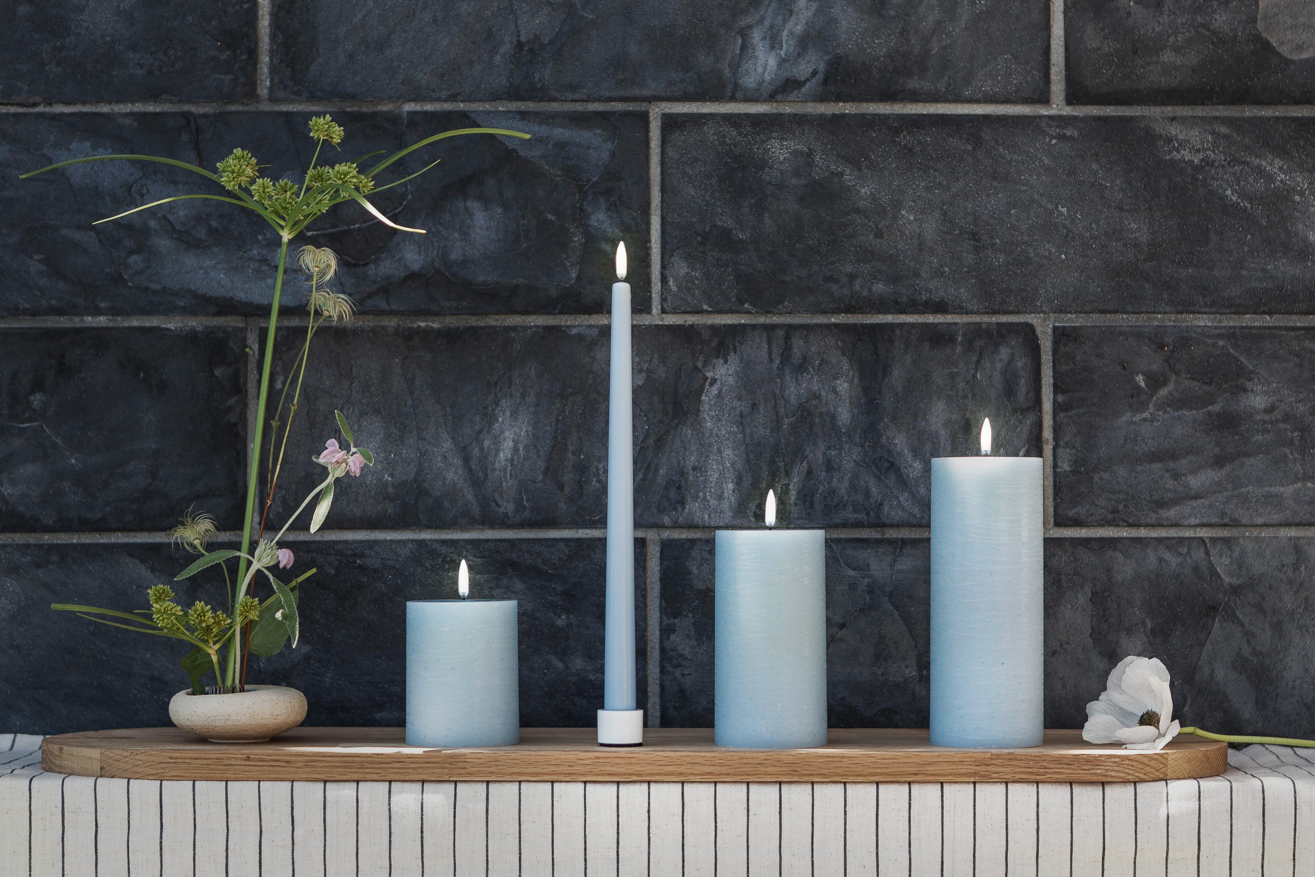 Uyuni  LED Rustic pillar lys, Sky Blue - H10 cm.