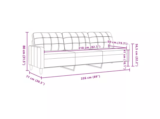 Ensemble de canapés 2 pcs avec coussins décoratifs taupe tissu
