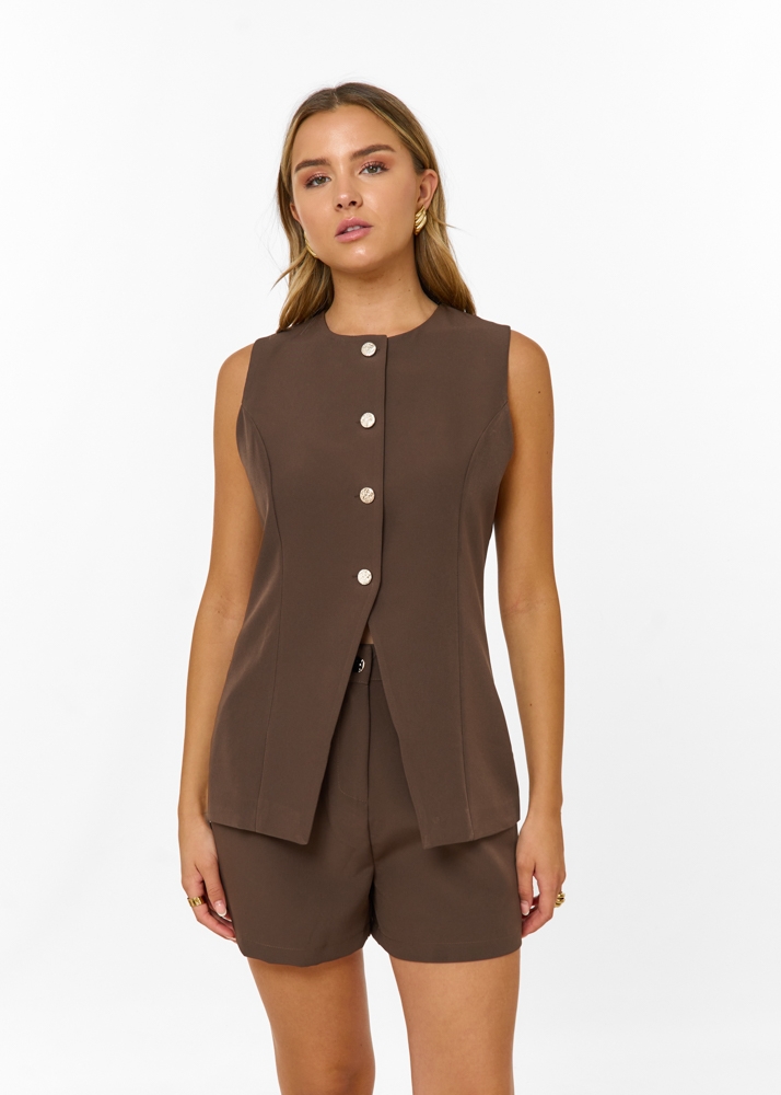 Noa gilet choco bruin