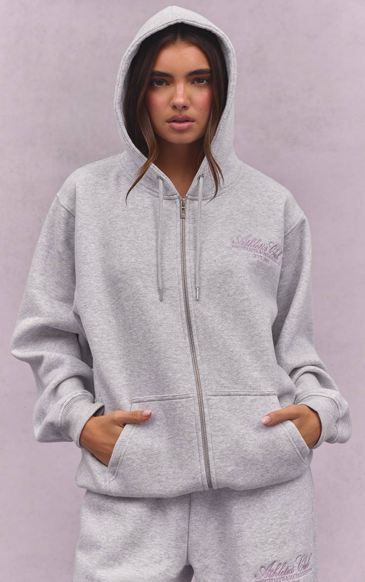 Gris Cendré Sweat À Casynthétiqueche Zippé Oversize En Molleton De Coton Athletics Club