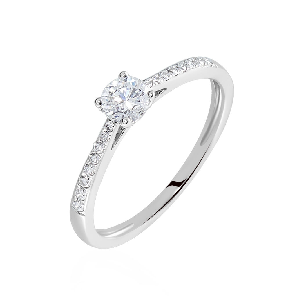 Bague Solitaire Hemera Or Blanc Diamant Synthetique