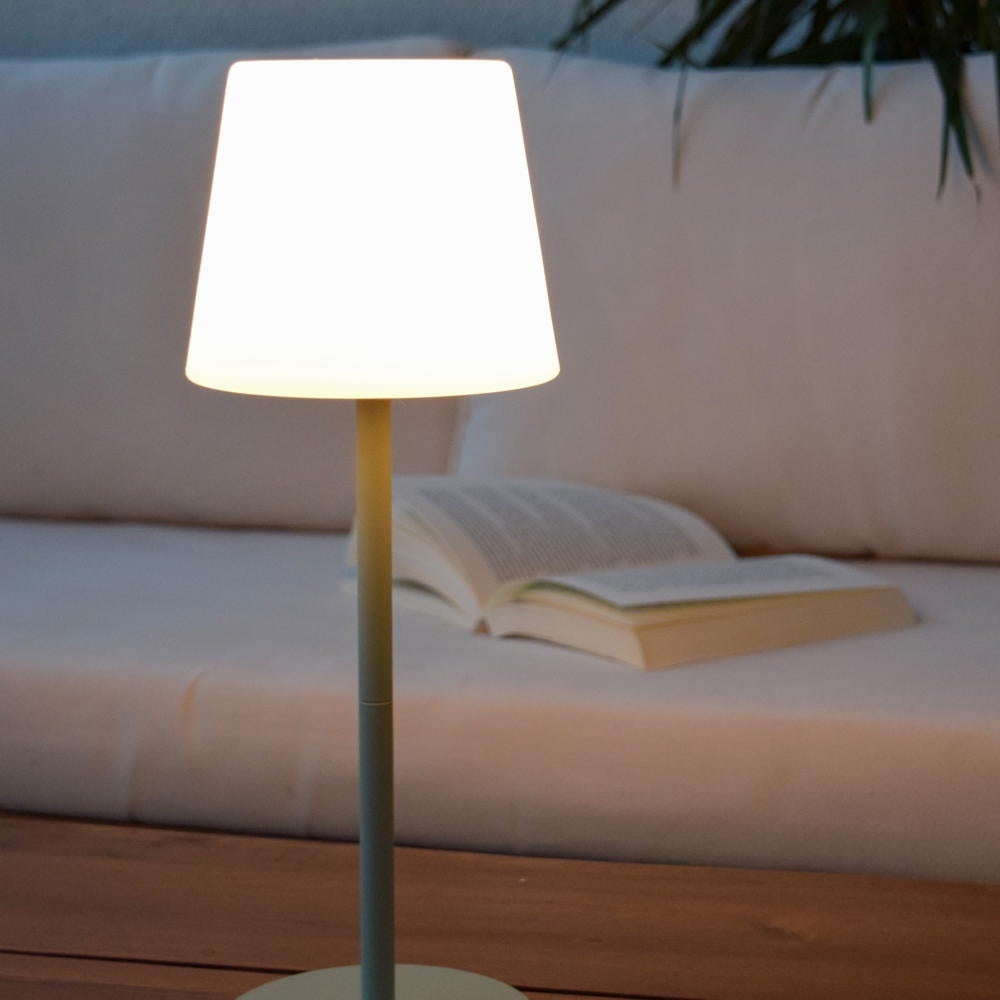 LED oplaadbare tafellamp Tyon in groen en wit 2W 140lm IP65