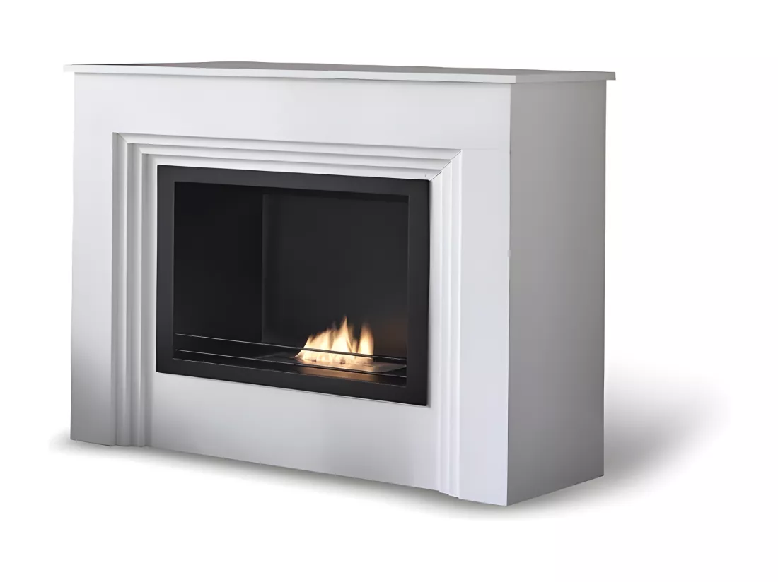 Bio-cheminée au sol design au bioéthanol blanc 96 x 35 xh 96 cm
