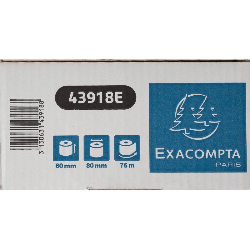 Bobines Caisses Exacompta 43918E - l 80 mm x L 76 m, Ø 80 mm - 1 pli(s) - paquet de 10