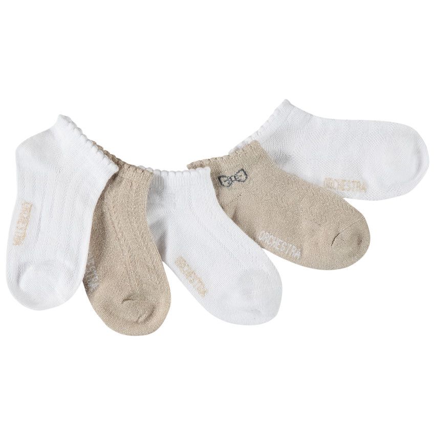 Lot de 5 paires de chaussettes courtes pour fille - Blanc