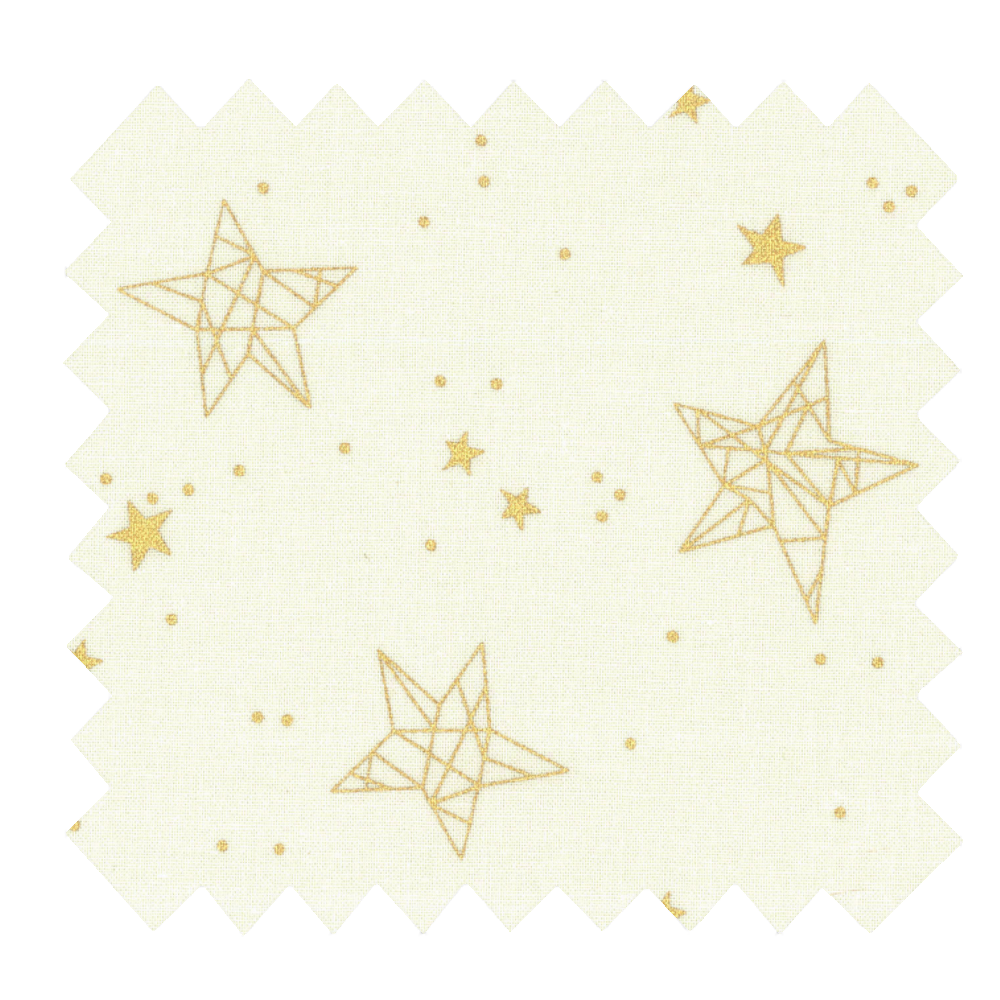 Tissu Coton Au Mètre Étoiles Géométriques Écru Doré Ex1109