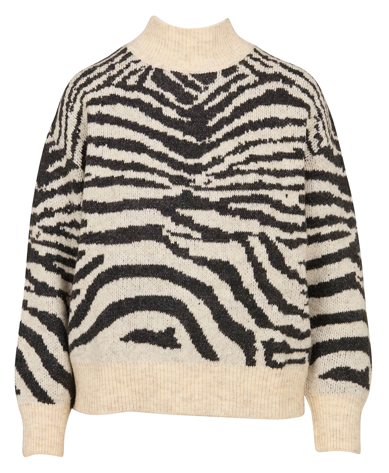 Pull col montant zèbre | Noir