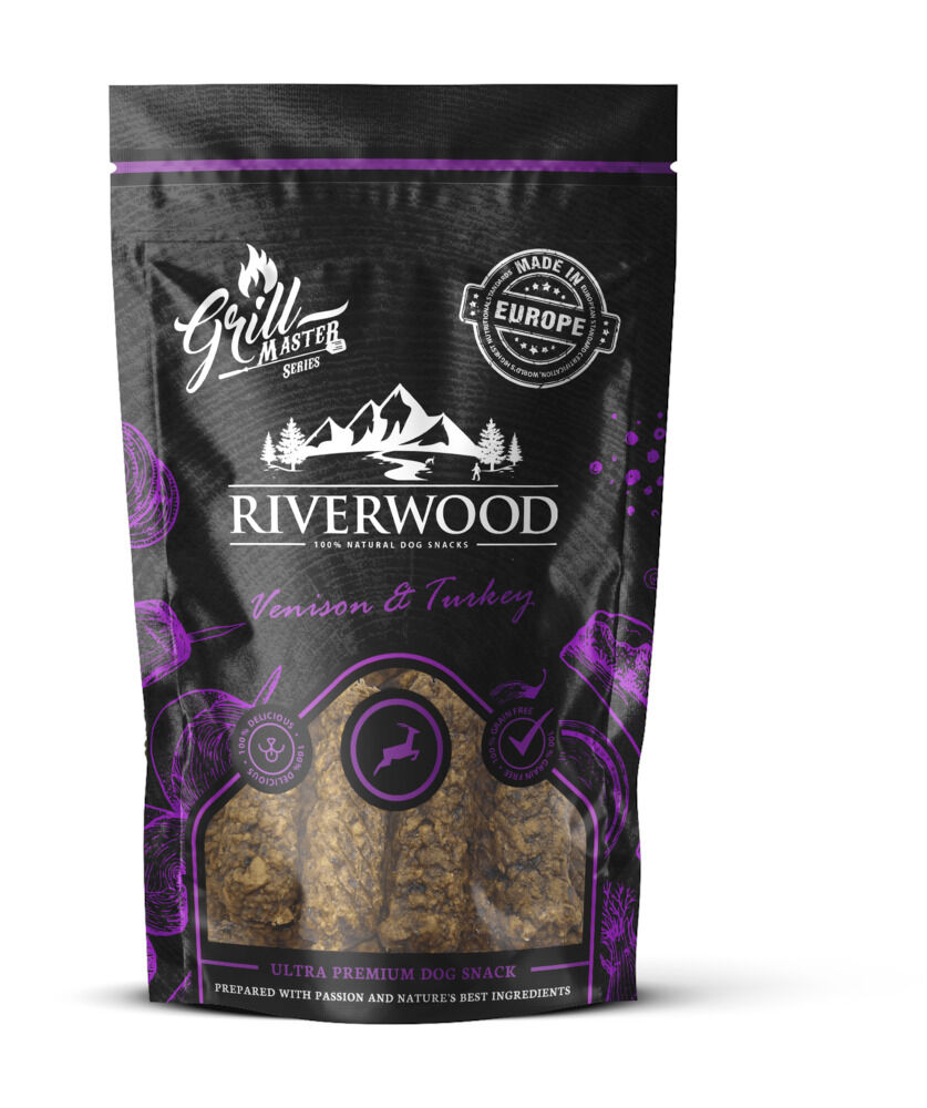 Riverwood Grillmaster Series - Hondensnack - 100 Gram - hert, kalkoen
