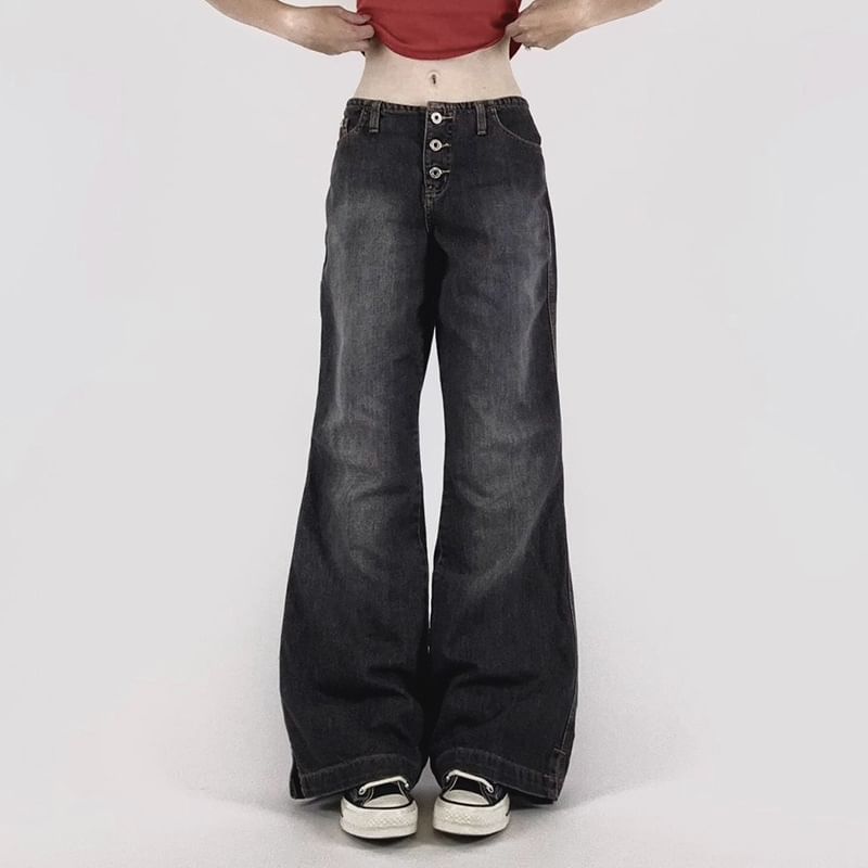 Sosana - Low Rise Washed Loose-Fit Wijde Jeans