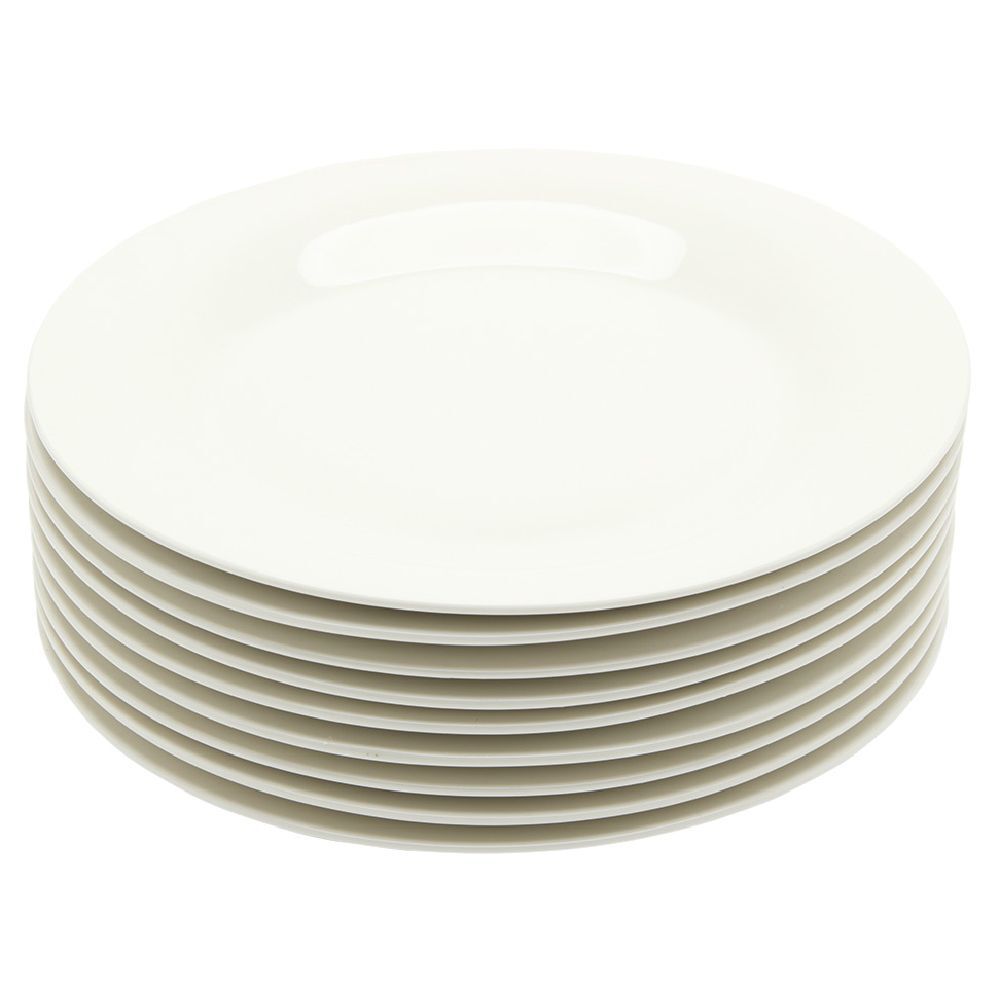 Lot de 10 assiettes rondes plates céramique uni blanc