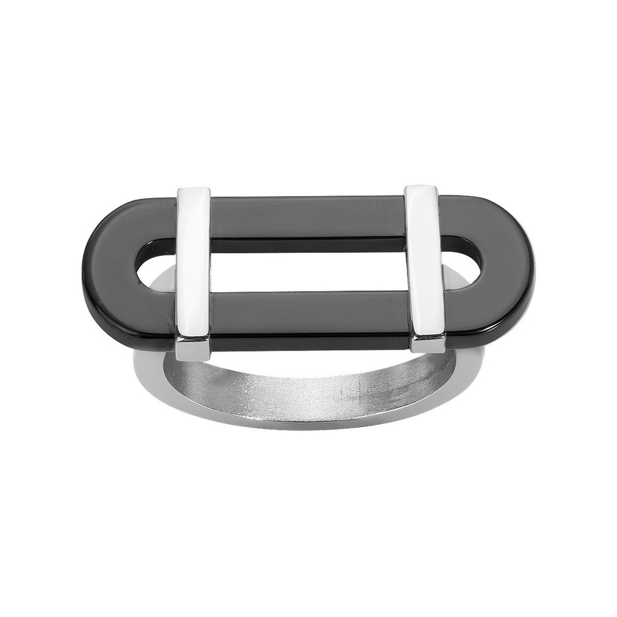 Bague en Acier 316L et céramique - blanc brillant