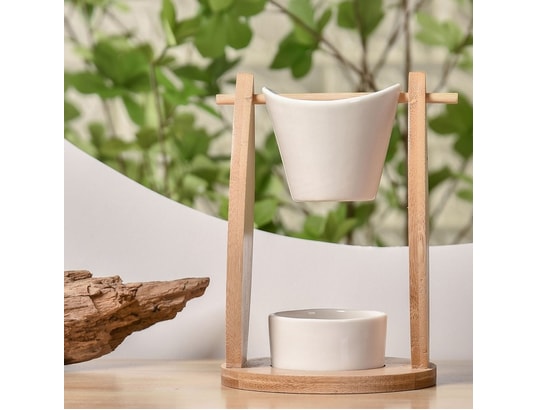 ZEN AROME - Diffuseur d'huiles essentielles Brûle parfum en bambou et céramique naturéa voile