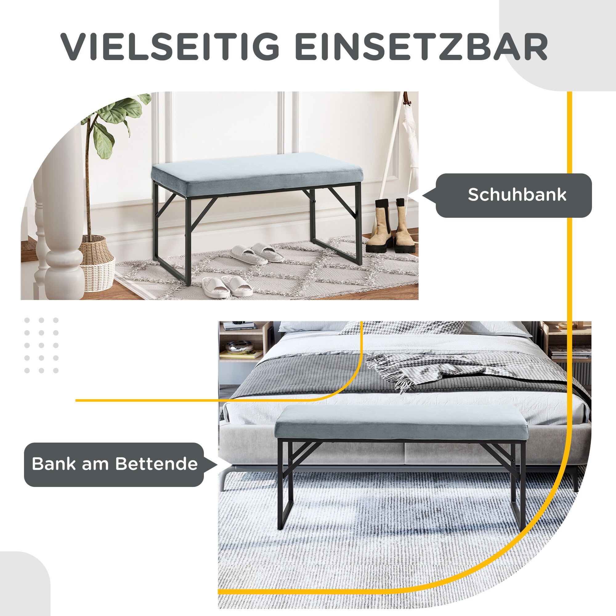 HOMCOM Sitzbank mit Samtoptik blau 100L x 35B x 47H cm