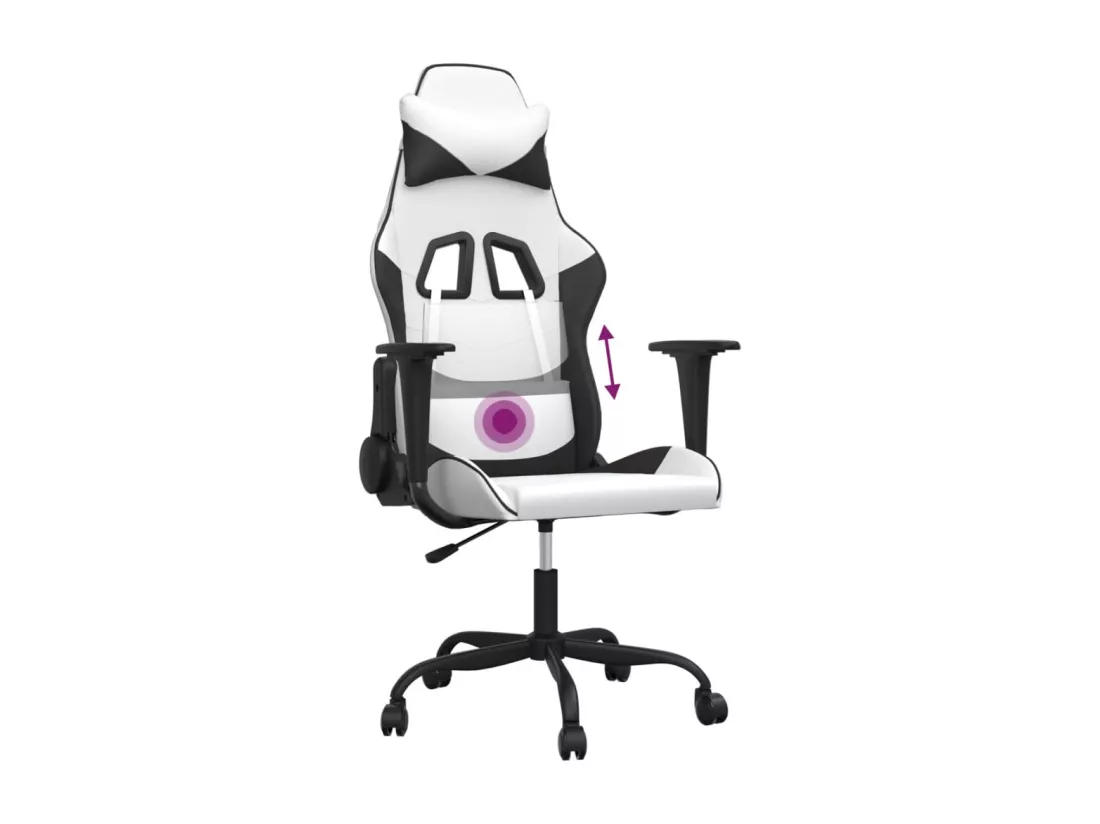 Chaise de jeu de massage Blanc et noir Similicuir