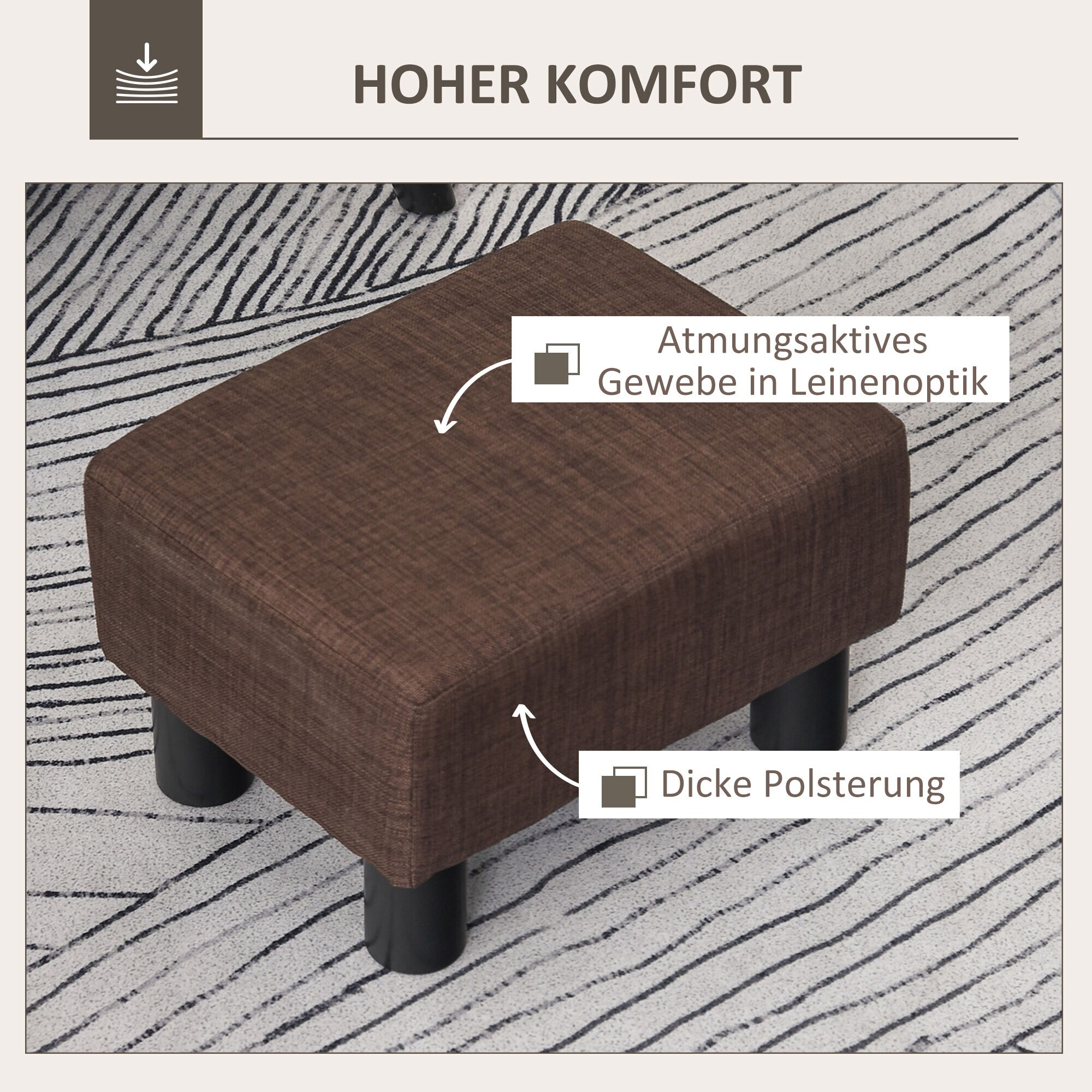 HOMCOM Fußhocker vielseitig einsetzbar dunkelblau 40 x30 x 24 cm (BxTxH)