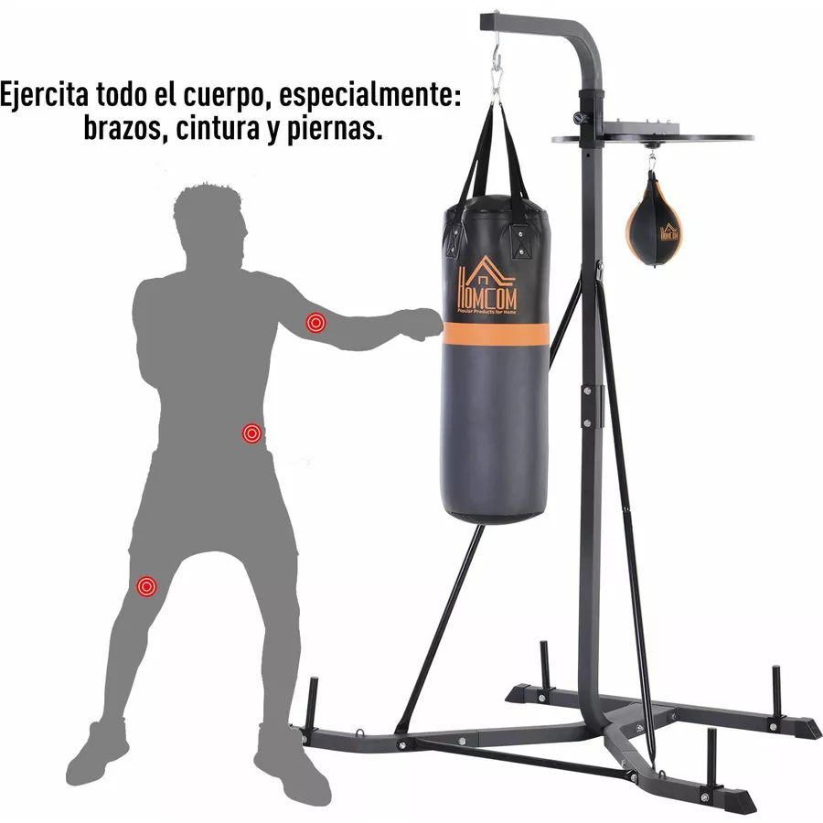HOMCOM Boxsackständer mit Punchingball schwarz
