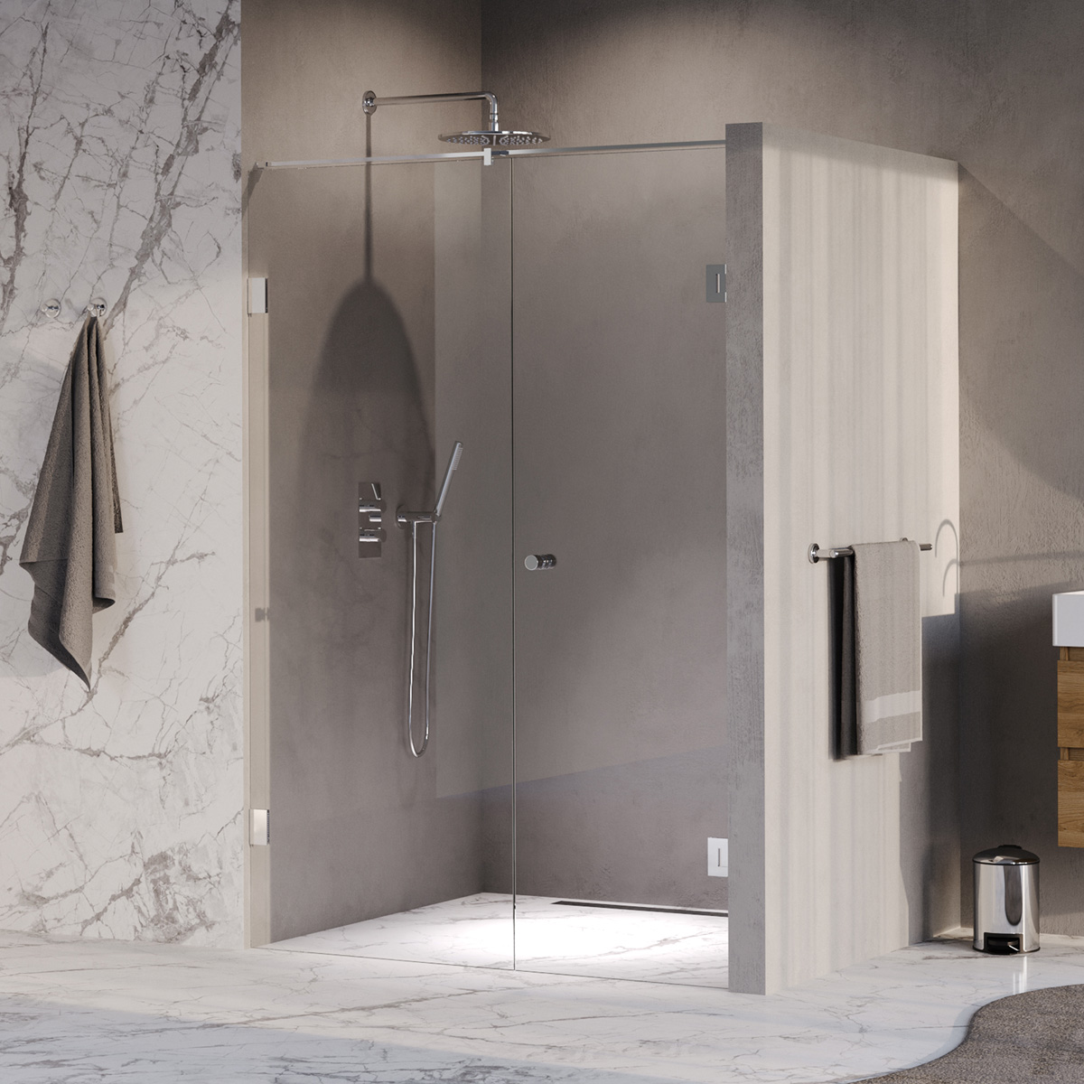 Brauer Void Carving profielloze nisdeur 130cm met draaideur 60cm aan muur chroom