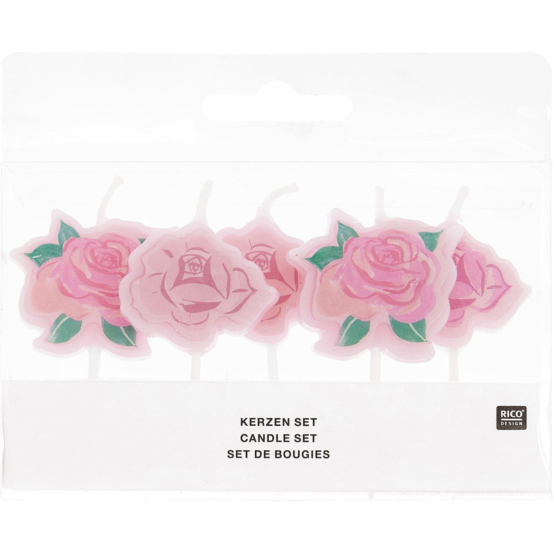 Rico Design Geburtstagskerzen Rosen, 5 Stück, pink
