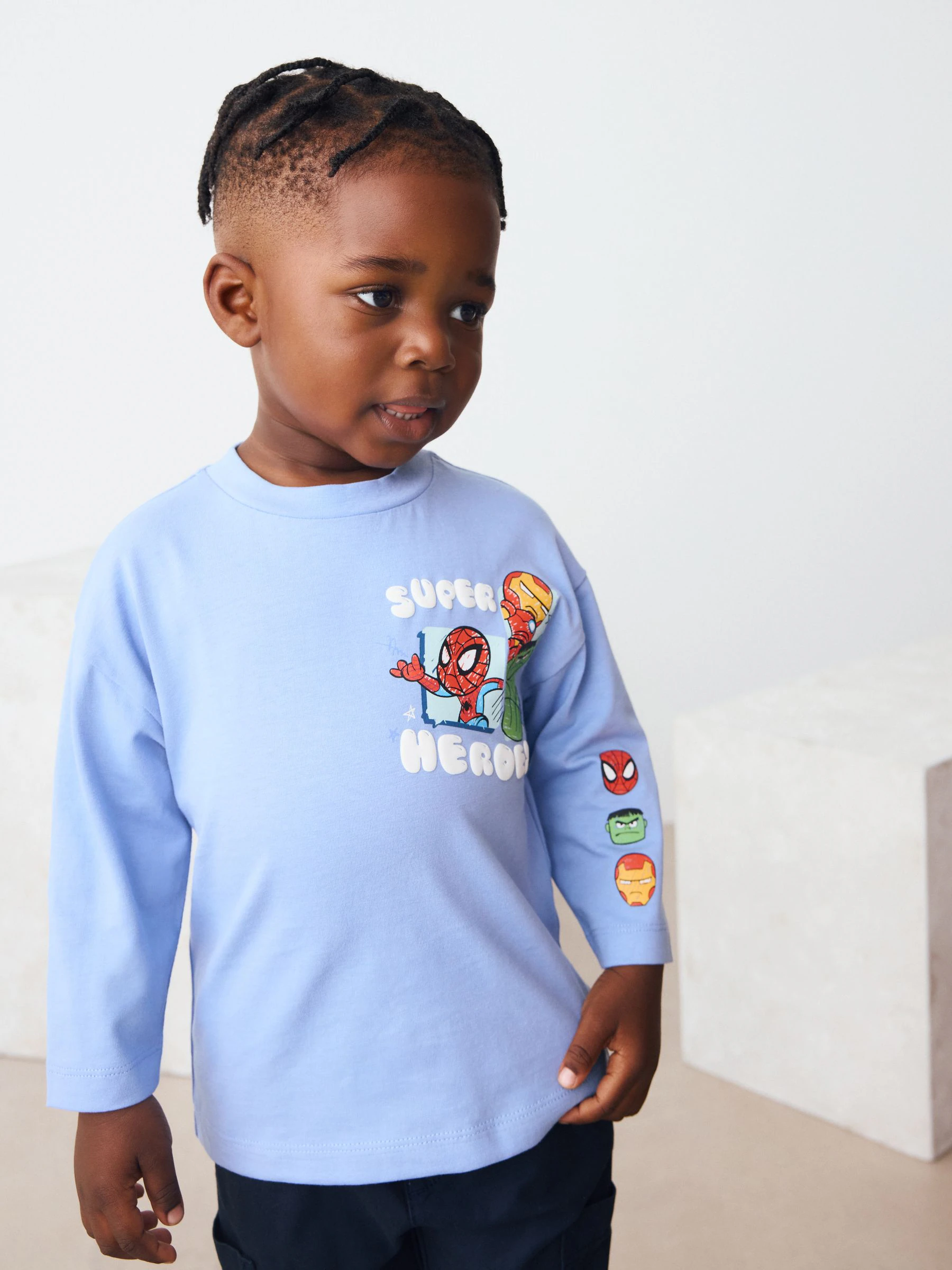 Blauw - Marvel T-shirt met lange mouwen (6mnd-8jr)