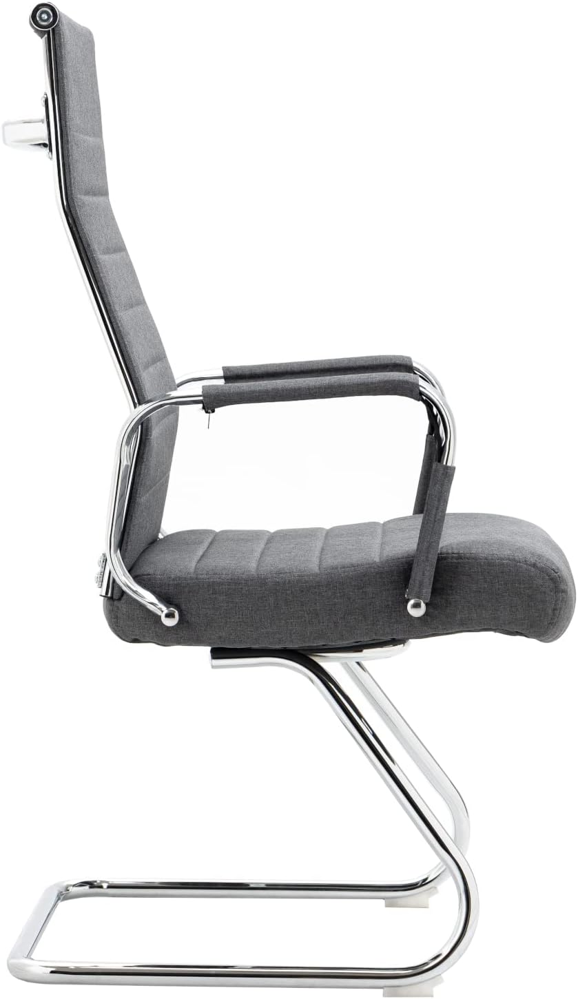 SVITA Office Comfort 2X Besucherstuhl Freischwinger-Stuhl mit Armlehne Konferenzstuhl ohne Rollen Armlehnstuhl Office-Stuhl Stoff Dunkelgrau