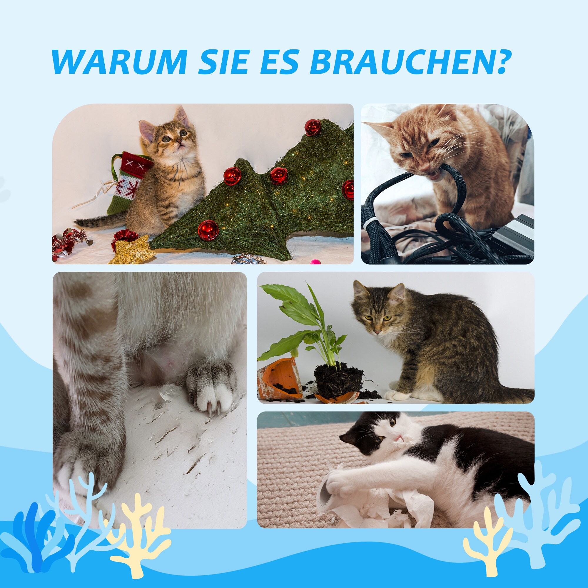 PawHut Kratzbaum mit Katzenhaus braun 40L x 40B x 240-260H cm