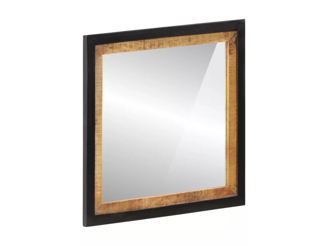 Miroir de salle de bain 55x1x60cm verre et bois massif manguier