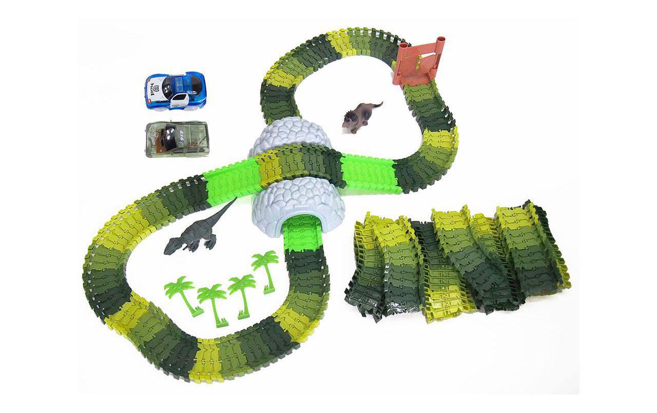 Magic Traxx Bahn Dino-Park Mega Set mit TunnelDino-Park Rennstrecke mit Tunnel und zwei Autos