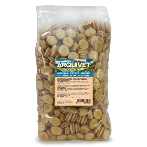Biscoitos para cães em formato de sanduíche, sabor natural.