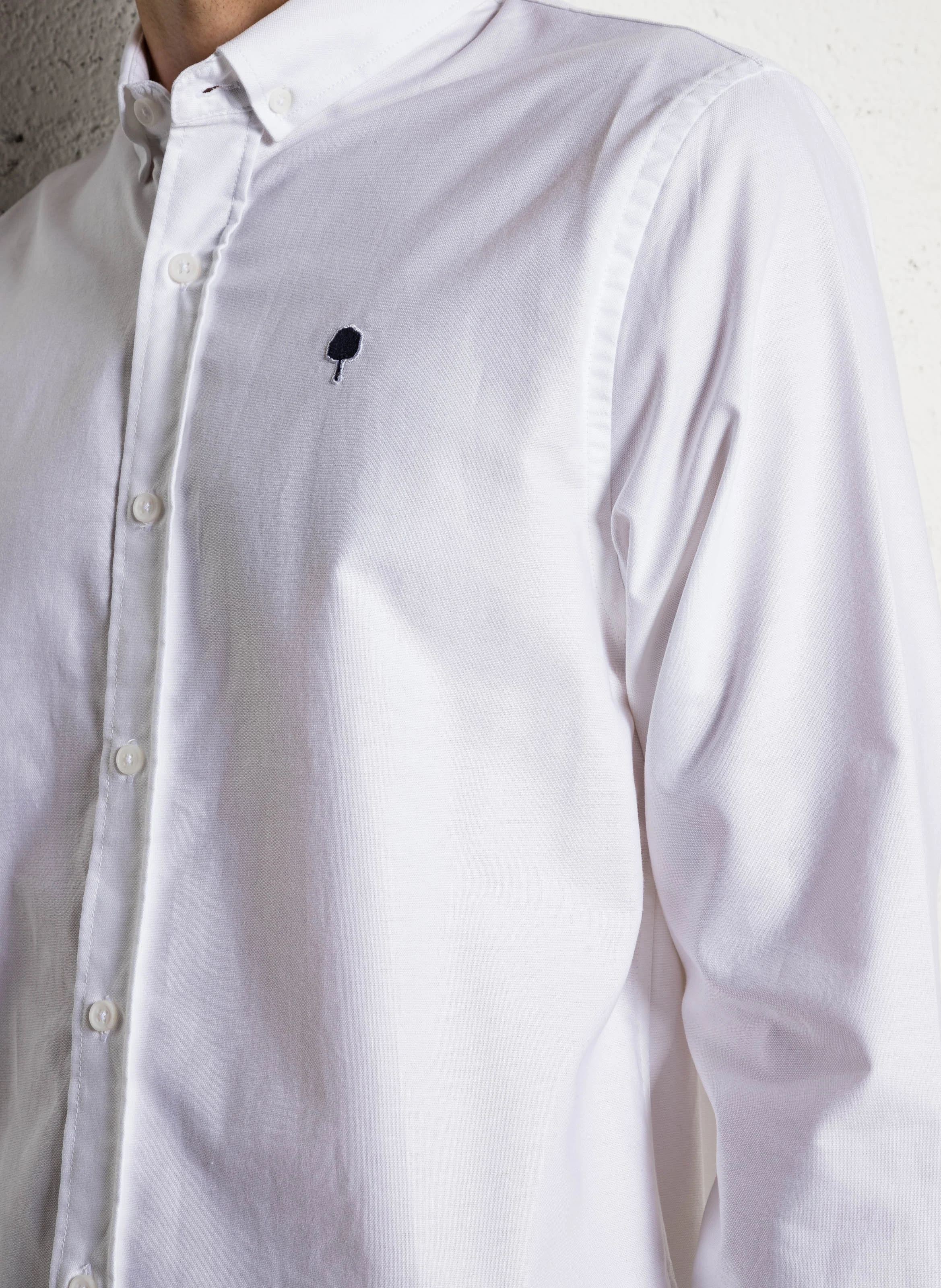 IVOY - Chemise col américain en coton bio mélangé| Blanc