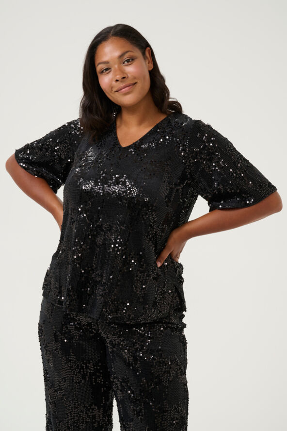 Kaffe Curve KCnicoleen Sequin Blouse Black deep