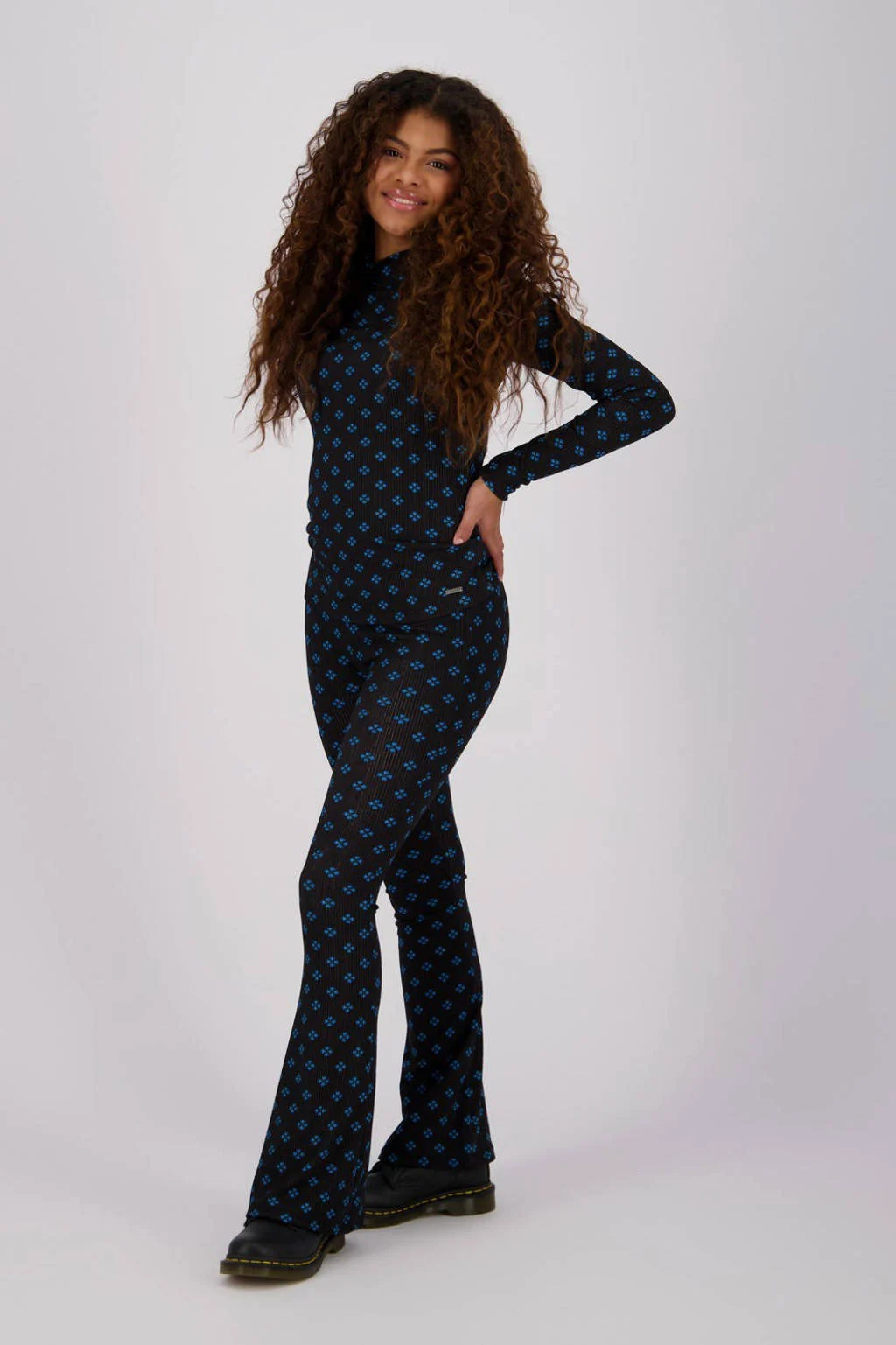 Raizzed longsleeve Mariena met all over print zwart/blauw