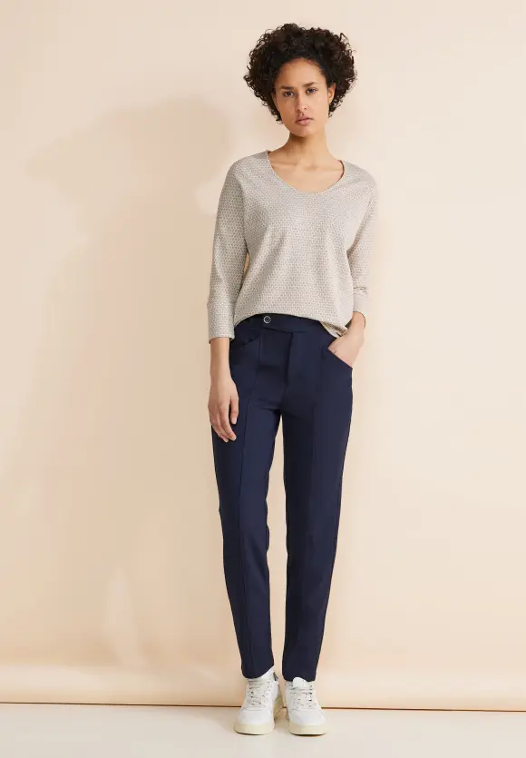 V-Ausschnitt Shirt - spring sand melange