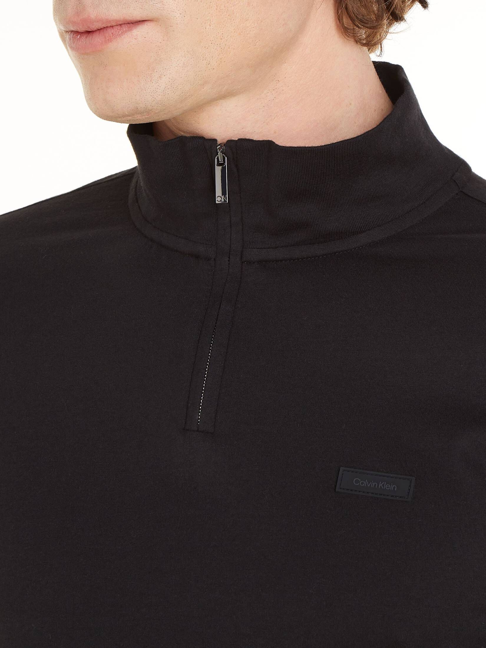 CALVIN KLEIN| Herren Langarmshirt SMOOTH COTTON LS ZIP UP