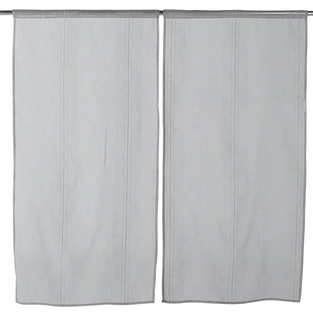 Vitrage droit passe tringle uni gris 60x120 cm x2