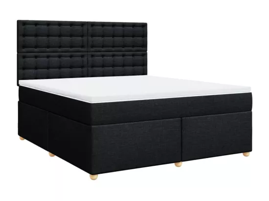 Sommier à lattes de lit avec matelas Noir 180x200 cm Tissu