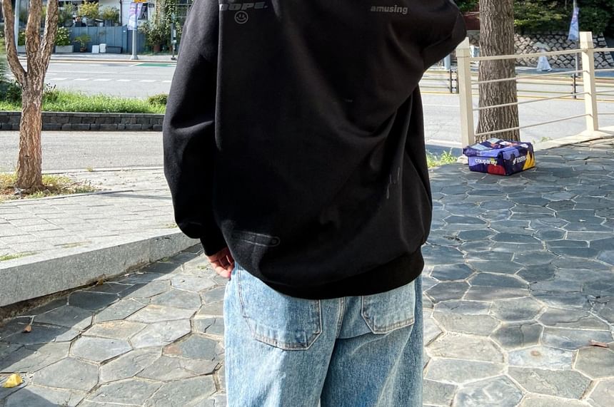 SeoulPop - Sweatshirt met losse pasvorm en letters