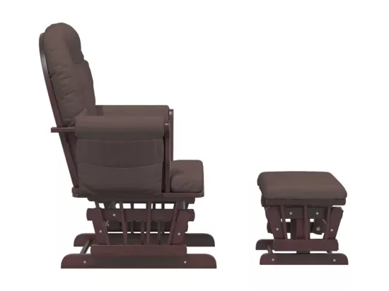 Chaise berçante avec repose-pied Marron Tissu