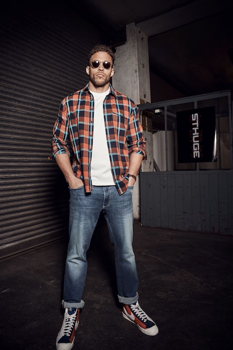 STHUGE Karohemd, Langarm, Flanell, Modern Fit, Kentkragen, bis 8 XL