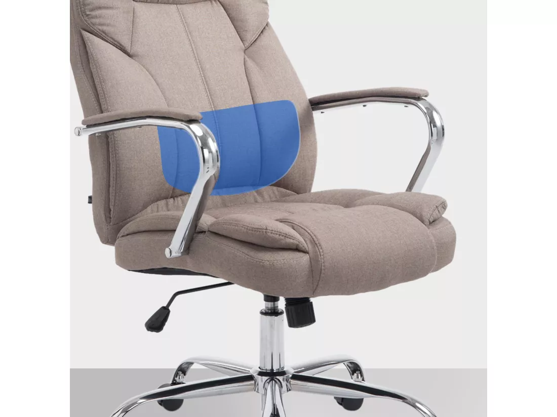 Chaise de bureau - Tissu & Métal chromé - Taupe - XXL Xanthos