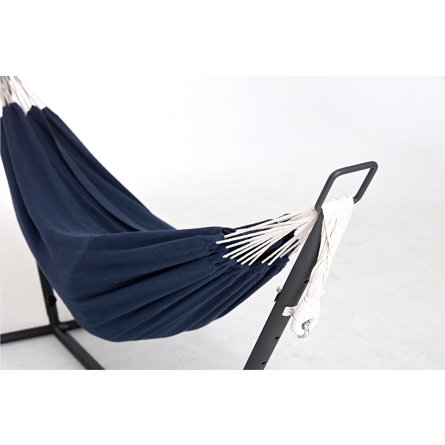 Copacabana bleu : hamac sur pied 2,6 m avec toile en tissu polyester bleu