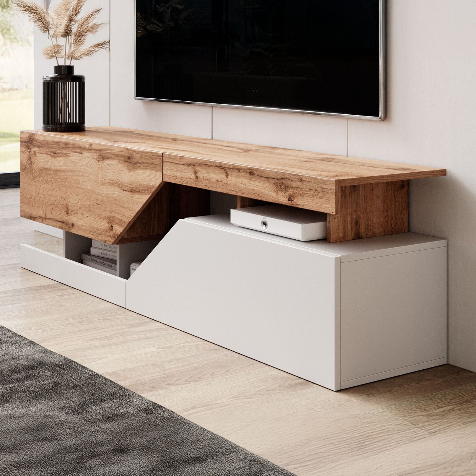 Canberra - TV-Meubel - Eiken/wit - 160 cm