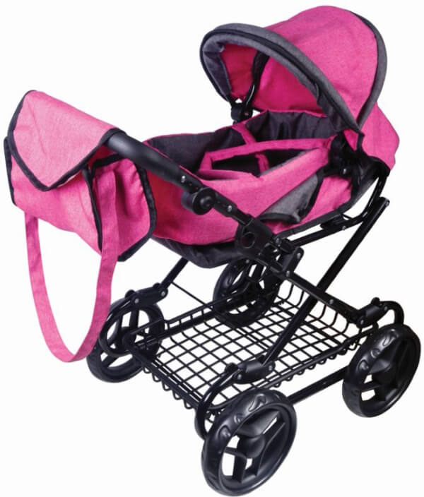 Amia Puppenwagen pink/grau melliert