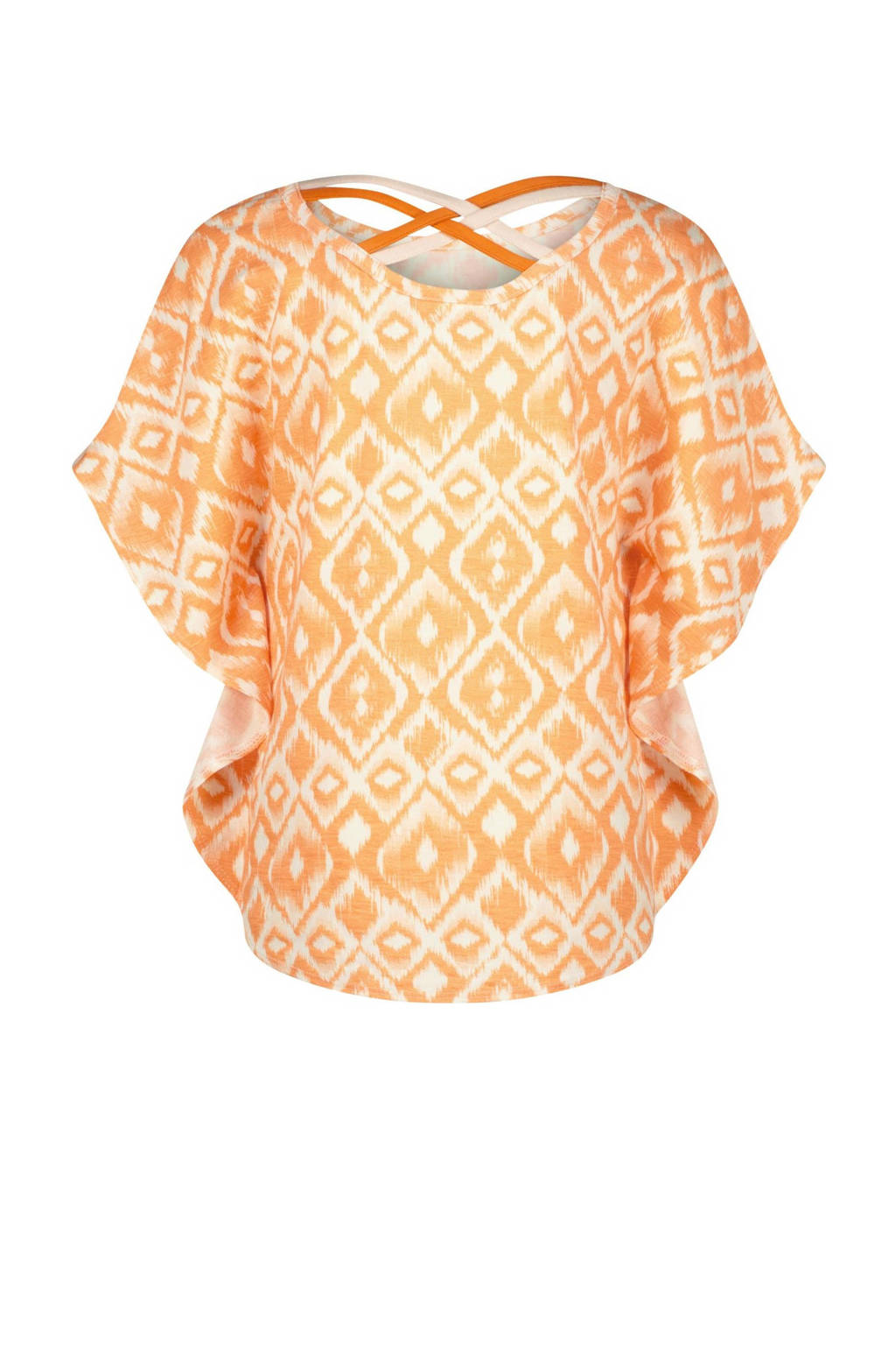 Vingino T-shirt Imela met all over print licht neonoranje/wit