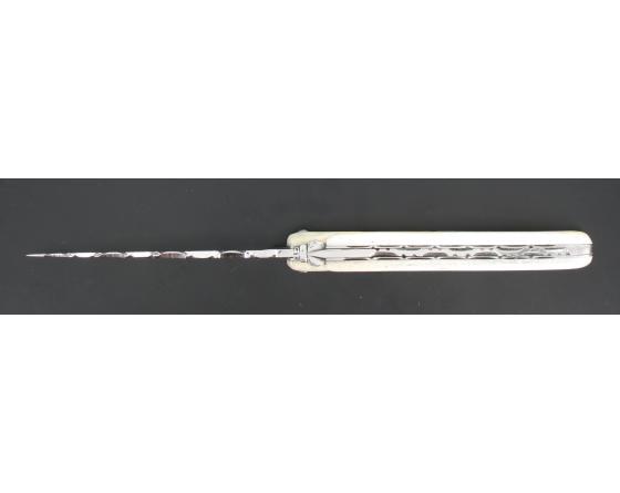 Laguiole 12 cm - Plein Manche Os - Ressort et lame guillochés Couteau de Poche par l'Arbalète