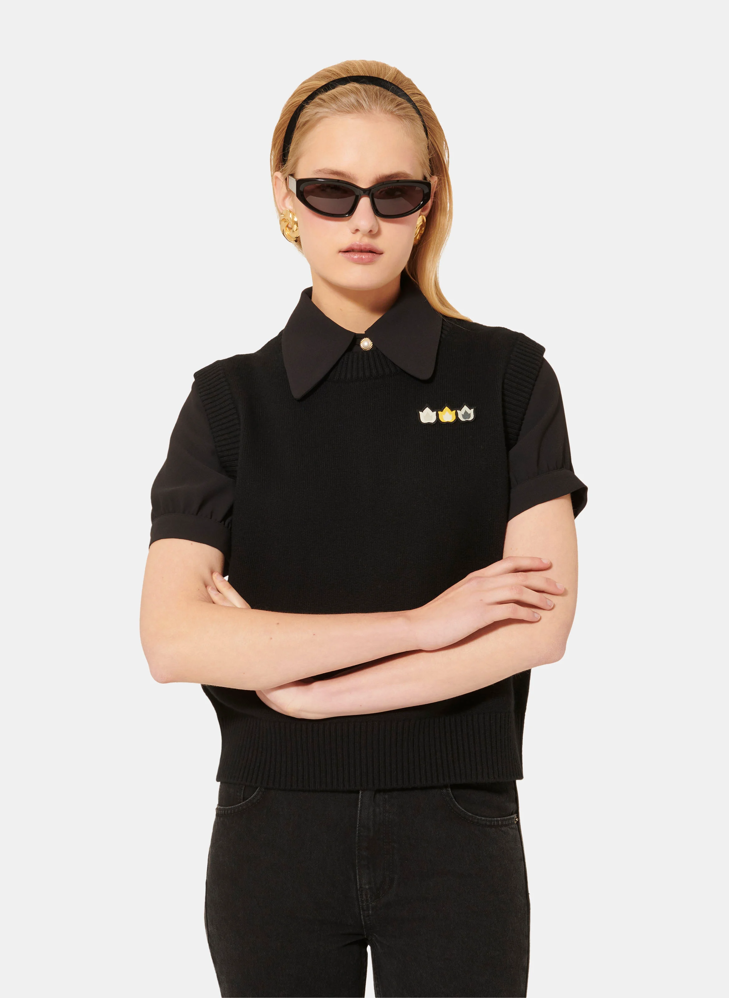 PIMPRENELLE - Pull sans manches en laine et coton bio | Noir