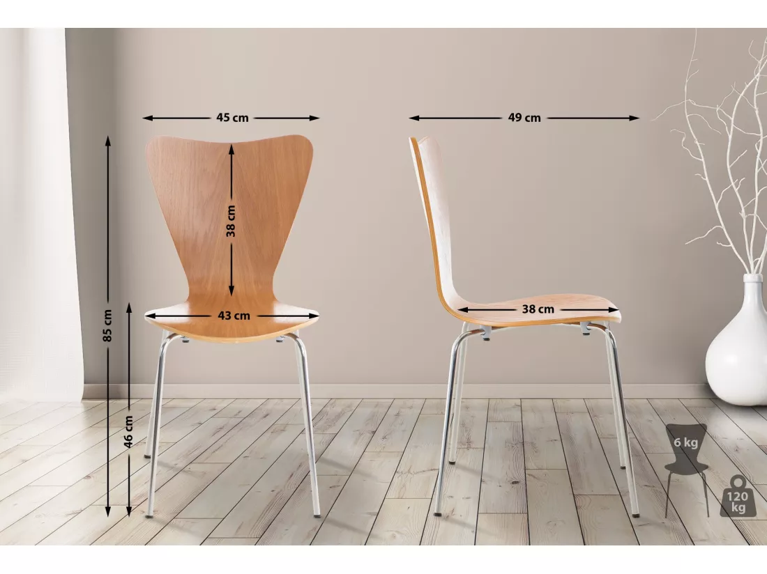 Lot de 2 Chaise de conférence - Bois & Antique - Chêne - Calisto