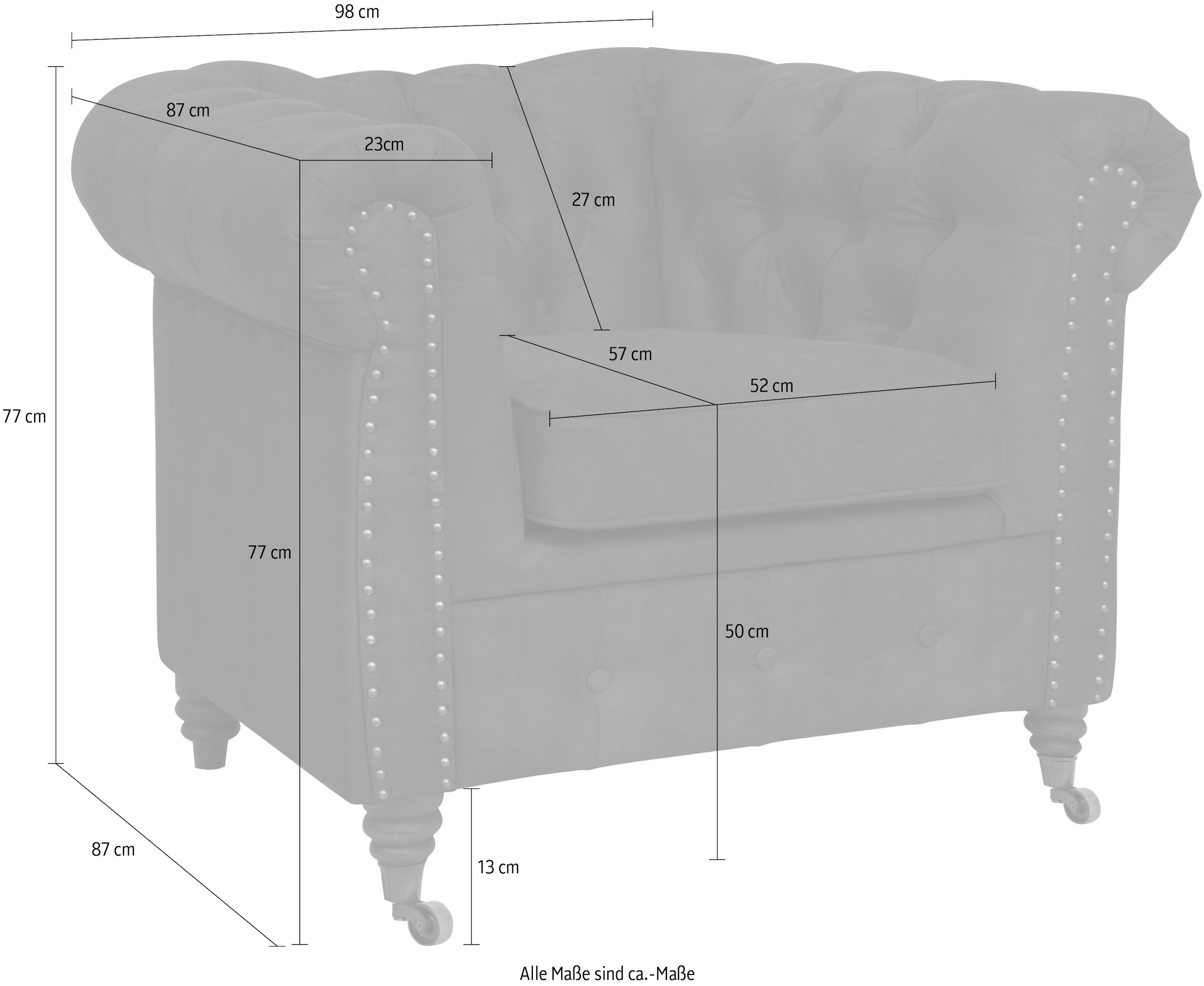 Home affaire Chesterfield-Sessel »Aarburg Sessel« aufwändige Knopfheftung und Ziernägel im Chesterfield-Design