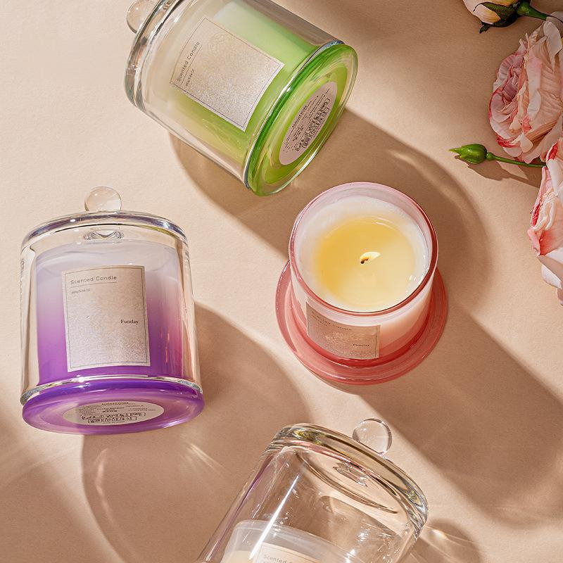 Duft Kerze im Glas Aromatherapie Home Deko Wachs Kerze mit Glashaube - Lavendel