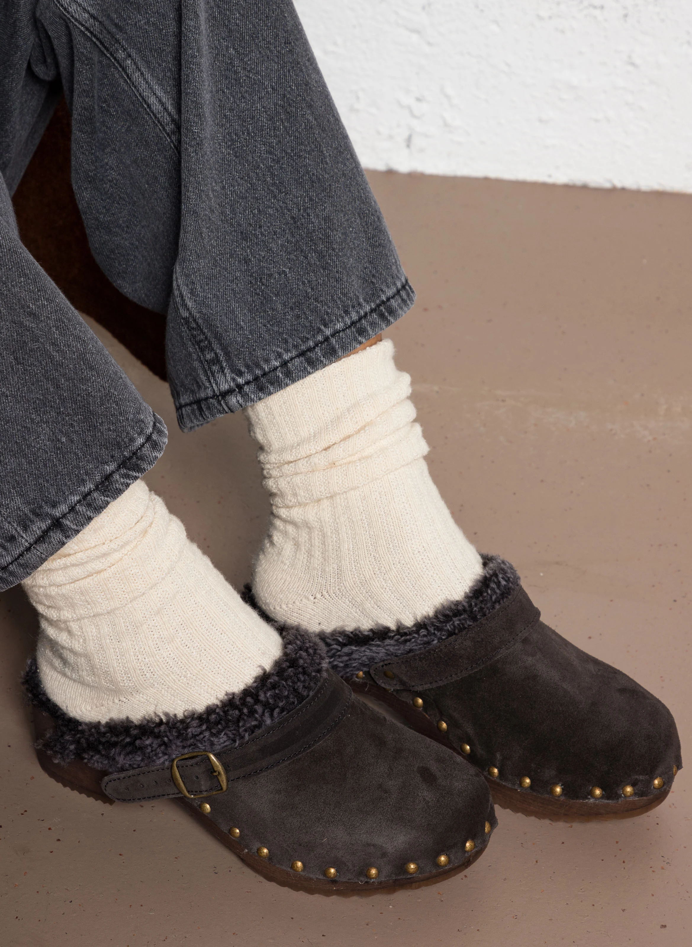 CLEO - Sabot fourrés en cuir | Marron